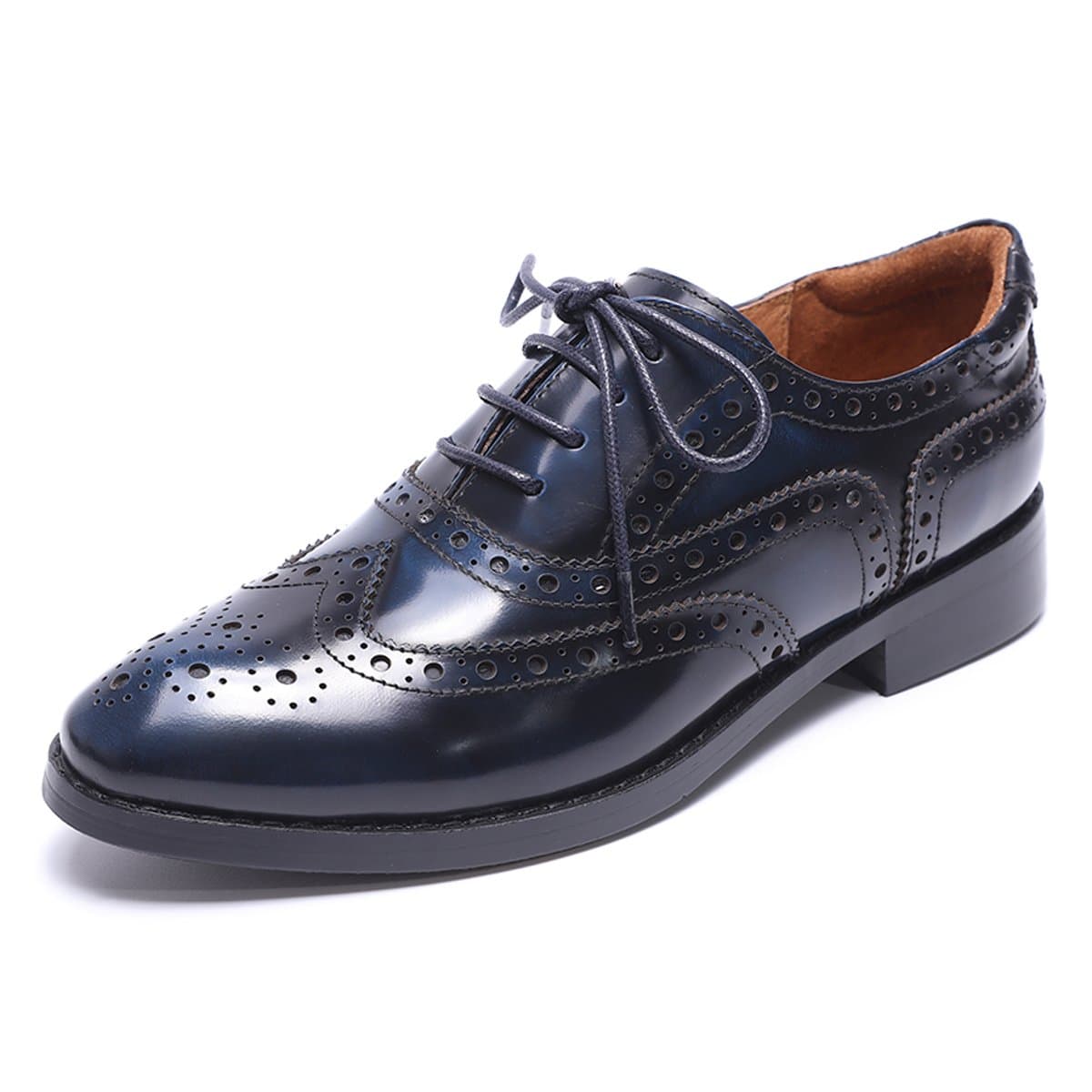- Women's Leather Perforated Lace-up Oxfords Brogue Wingtip Shoes for Ladies Women