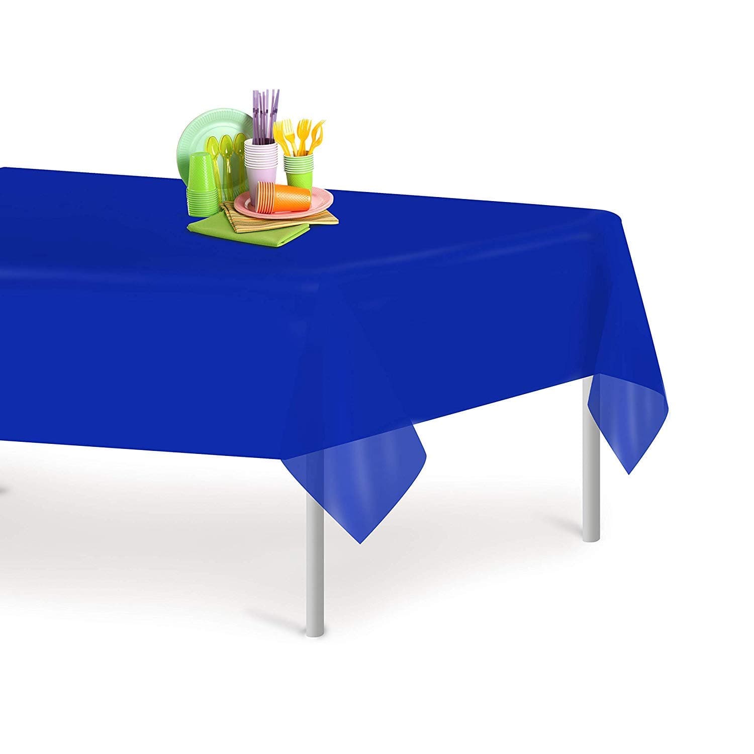 Premium Quality Disposable Rectangle Table Cloths - Blue Plastic Tablecloth for All Parties, 1pack (54 x 108)