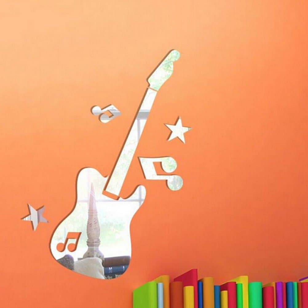 BALILI Modern Guitar Pattern Mirror 3D DIY Home Decal Wall Sticker Decoration
