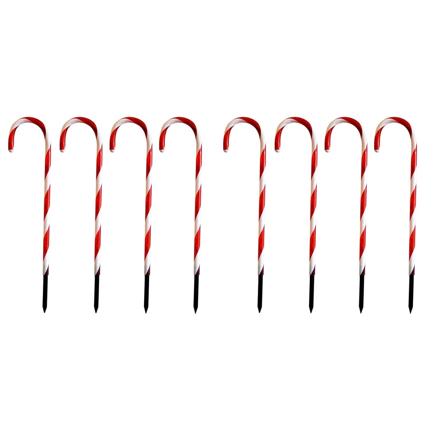 Set of 8 candy canes LED garden light sticks with 64 white LEDs light stick candy cane battery operated