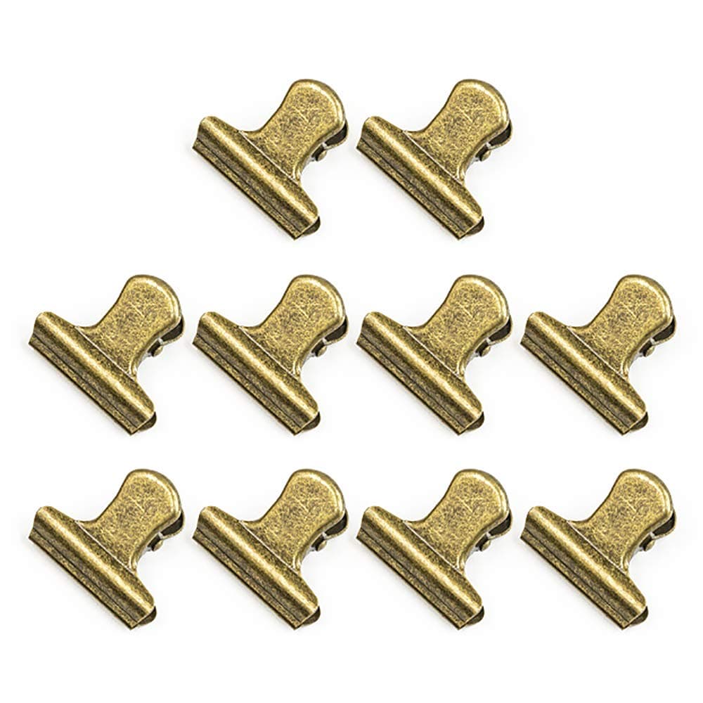 10pcs Bulldog Binder Paper Clips Large Metal Hinge Clips Bull Chrome Clips Clamps for Photos Files Drawings Old Bronze