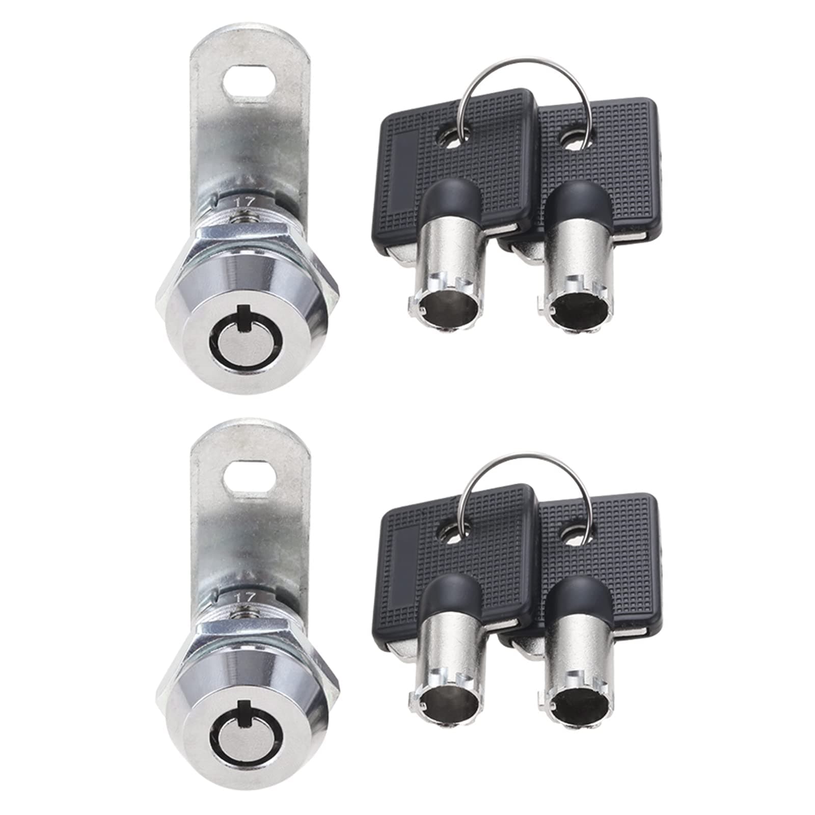 DRELD 2 Pack Tubular Cam Locks, 5/8 Inch Cylinder Safe Lock with 4 Keys, Security Locks for 0.5" Thickness Mailbox, Drawer, Cabinets, RV, Vending Machines, Electronic Boxes, ATM (17mm, Keyed Alike)