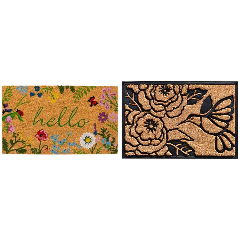 Calloway Mills Floral and Hummingbird Haven Doormats, 24" x 36"