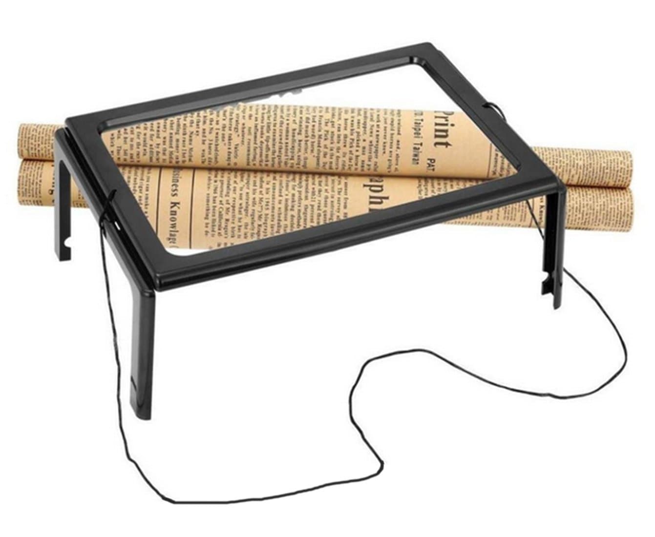 Bonici 3x Lamp Reading Magnifier Desktop Full Page Illuminated Magnifier with 4 Led