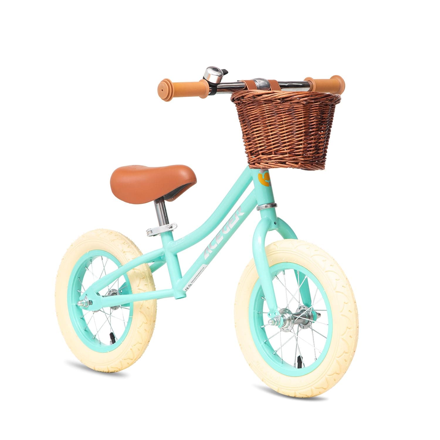 ACEGER 12" Kids Balance Bike with Basket, Toddler Bicycle for Early Learning Leg Strength and Steady Balancing, Durable Frame&Tool-Free Adjustable Seat, Gift Bike for 2-5 Kids, No Brake