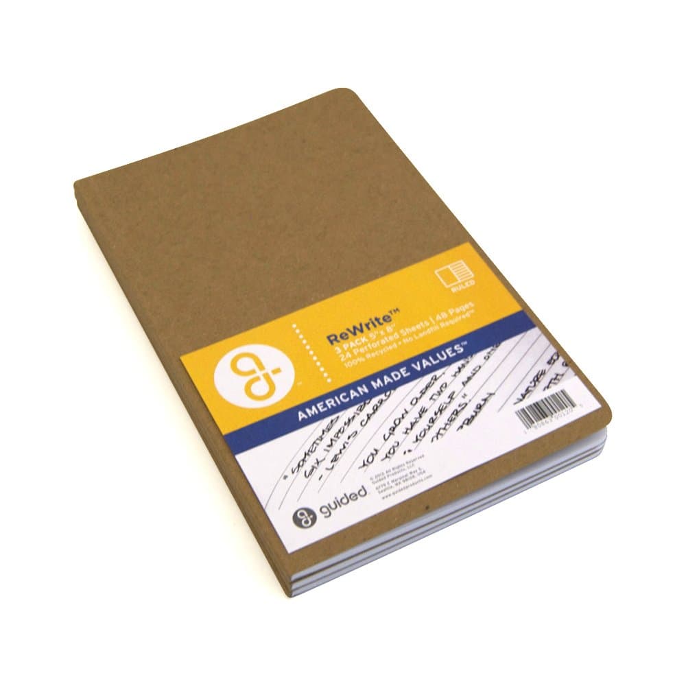 Guided Products ReWrite 5 x 8 Inches, Ruled Recycled Notebook, 48 Pages, 3 Pack (GDP00120)