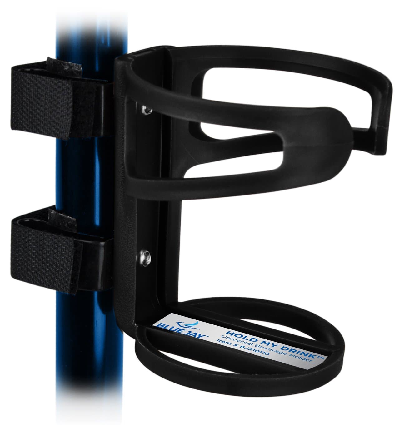 Hold My Drink Universal Beverage Holder with Non-Slip Strip for All Mobility Equipment | Easy to Install Holds Beverages with Flexible Cup Holder | Black