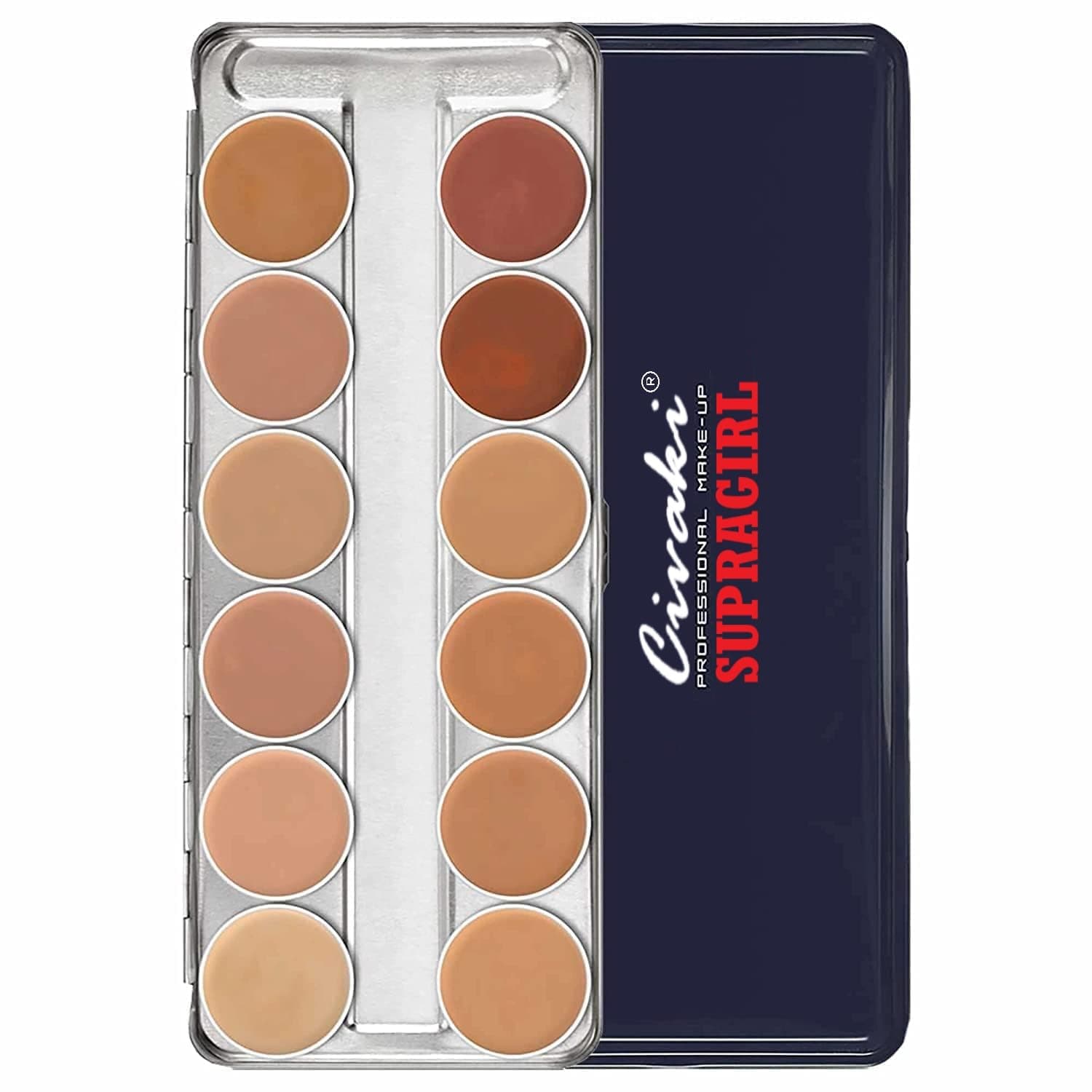 CIVAKI Full Coverage 12 Shades Supracolor Flawless Super Blendable, Waterproof, Long Lasting Dermacolor Mousse Foundation Palette for All Skin Types