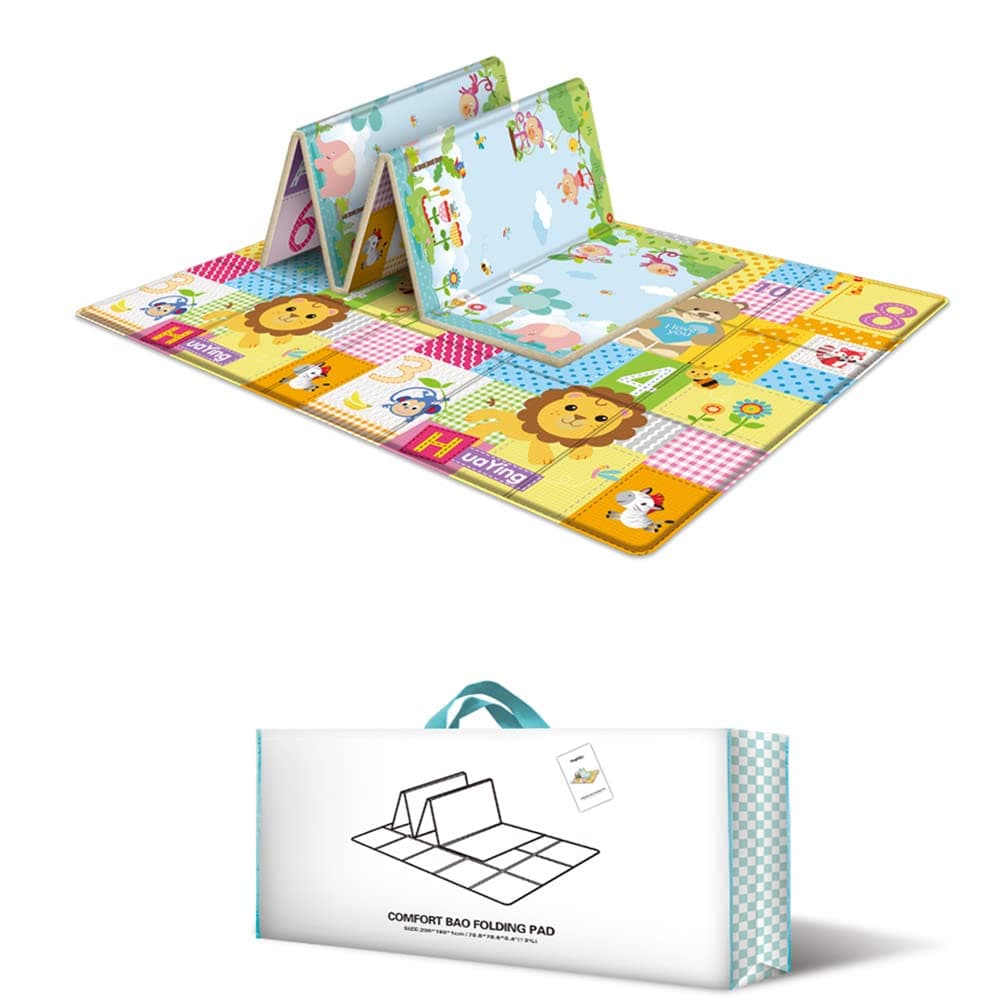 Folding Baby Play Mat, Thick Baby Crawl Mat, Double-Sided Waterproof Child Floor Mat - 180 x 150 x 1cm