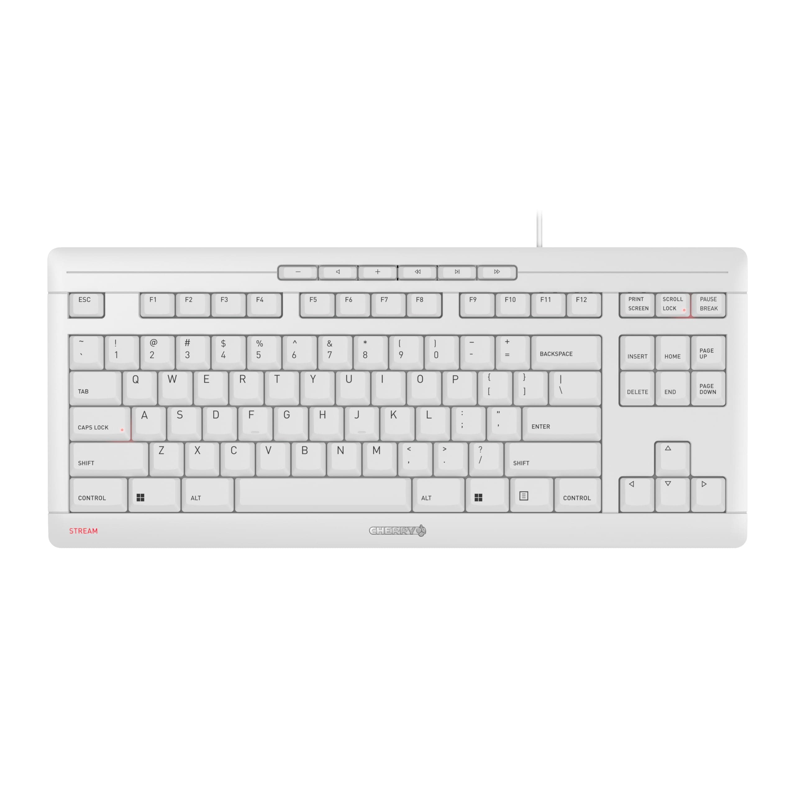 CHERRY Stream Keyboard TKL Wired USB Keyboard TenKeyLess Compact Version Without Number Pad. Super Silent Keystroke. Ideal for Office and Industrial Use. White