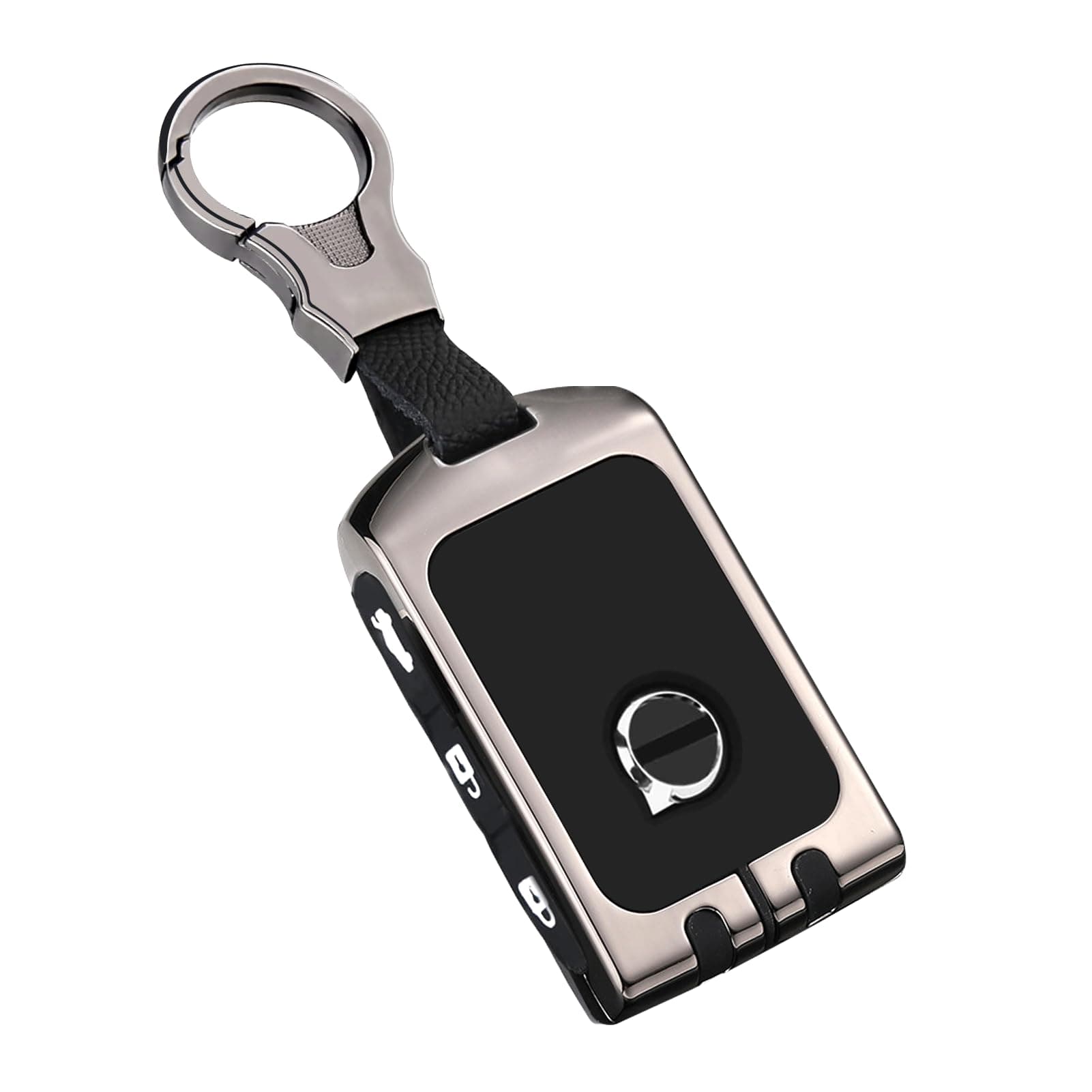 Compatible with Volvo Key Fob Cover Key Fob Case for 2017-2025 2026 XC90 XC60 XC40 S90 V90 S60 V60,Metal Shell & Soft Silicone Protection 4 Buttons (Gray)