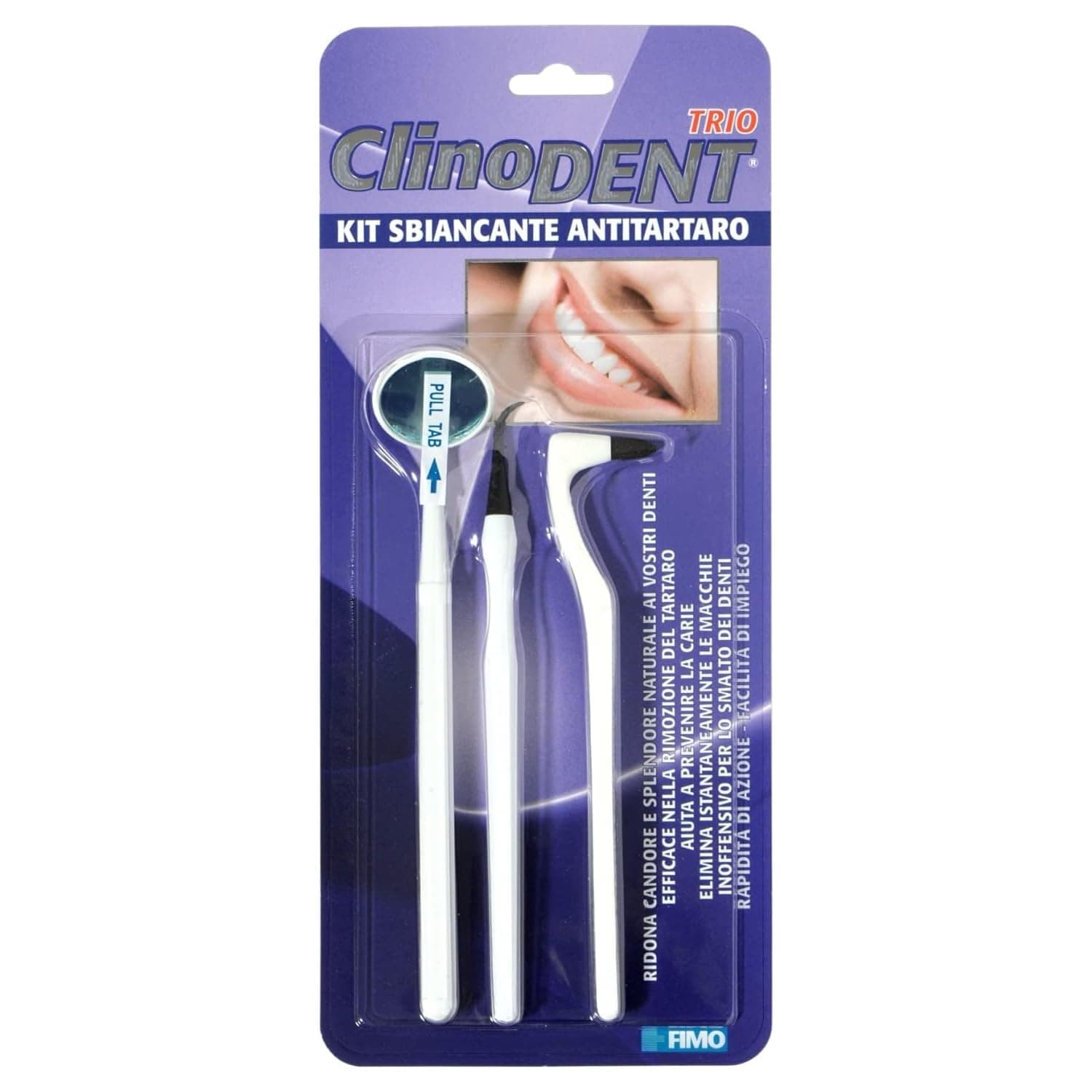Clinodent Trio - Tartar Scraper + Dental Mirror + whitening Stick
