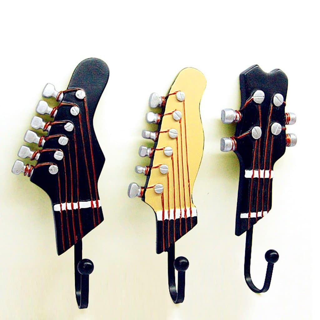 KL Bathroom Shelves Creative Light- Resin Decoration Hook Up Clothes Hook Clothes Hooks Pylon Wall Decoration Coat Racks Door Hangers Guitar(A set of three)