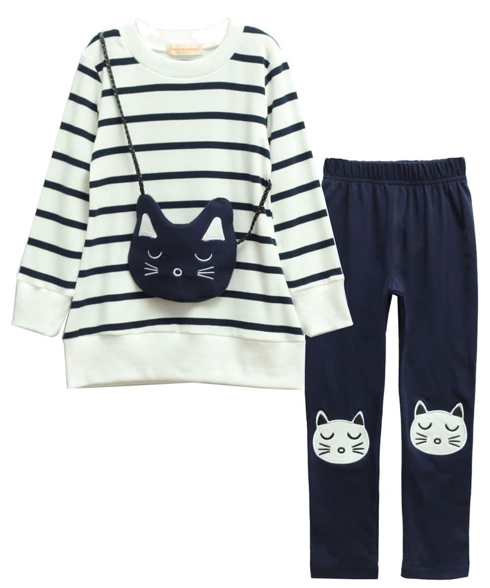 UrtrendLittle Girls' Kids 2 Pieces Long Sleeve Top Pants Leggings Clothes Set Outfits