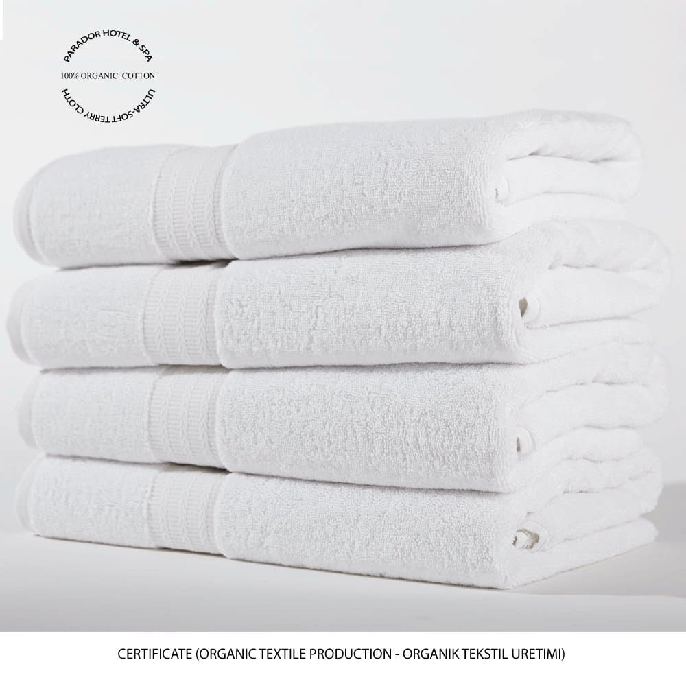 Parador, Luxury Hotel & Spa Bath Towel, 100% Genuine Turkish Cotton, 27" x 55" - 750 GSM, Set of 4. (White)