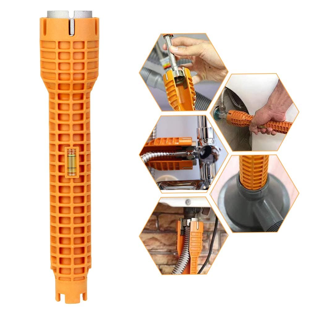 Plumbing Tools Sink Wrench Multi-Purpose Pipe Spanner Sink Faucet Installer Repair Tool for Toilet Bowl Bathroom Kitchen,Plumbers and Homeowners(Yellow)