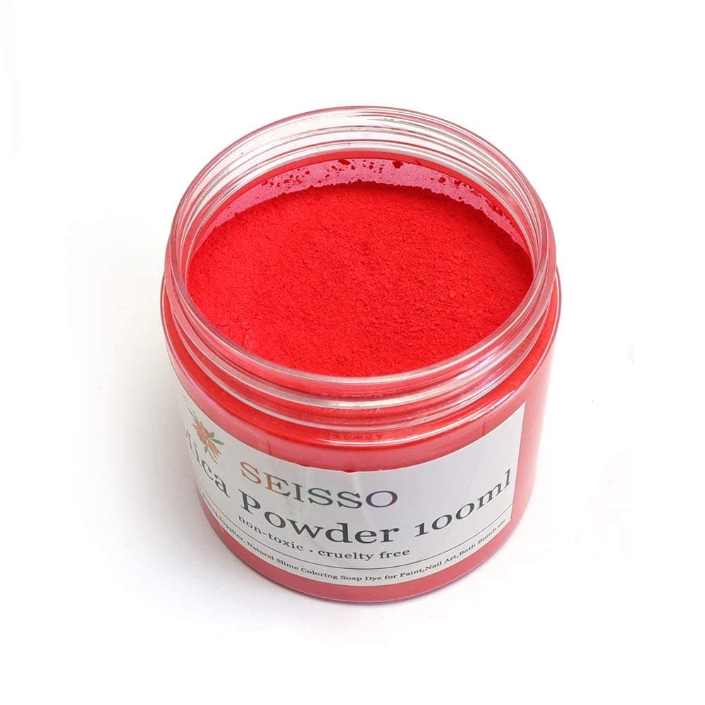 SEISSO Red Mica Powder for Epoxy Resin Color Pigment Powder Metallic Shimmer Pearl Mica Powder Cosmetic Grade for Lip Gloss Making, Lipstick, Lip Balm, Soap Dye, Slime, Acrylic Paint, Art, Nail (100g)