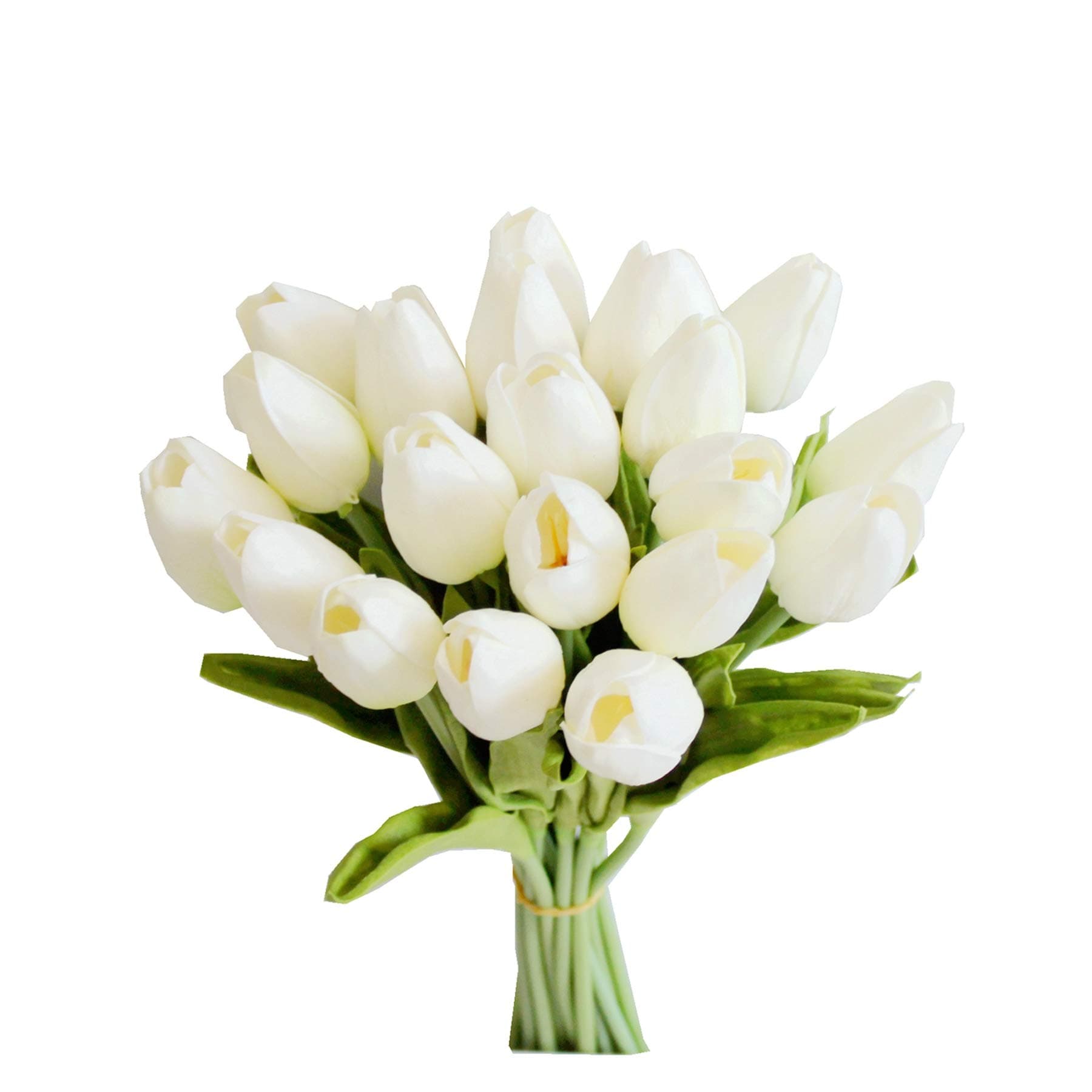 Mandy's 20pcs 13.5" White Artificial Tulip Silk Fake Flowers for Spring Mother's Day Easter Gift Bulk Home Kitchen Wedding Decoration