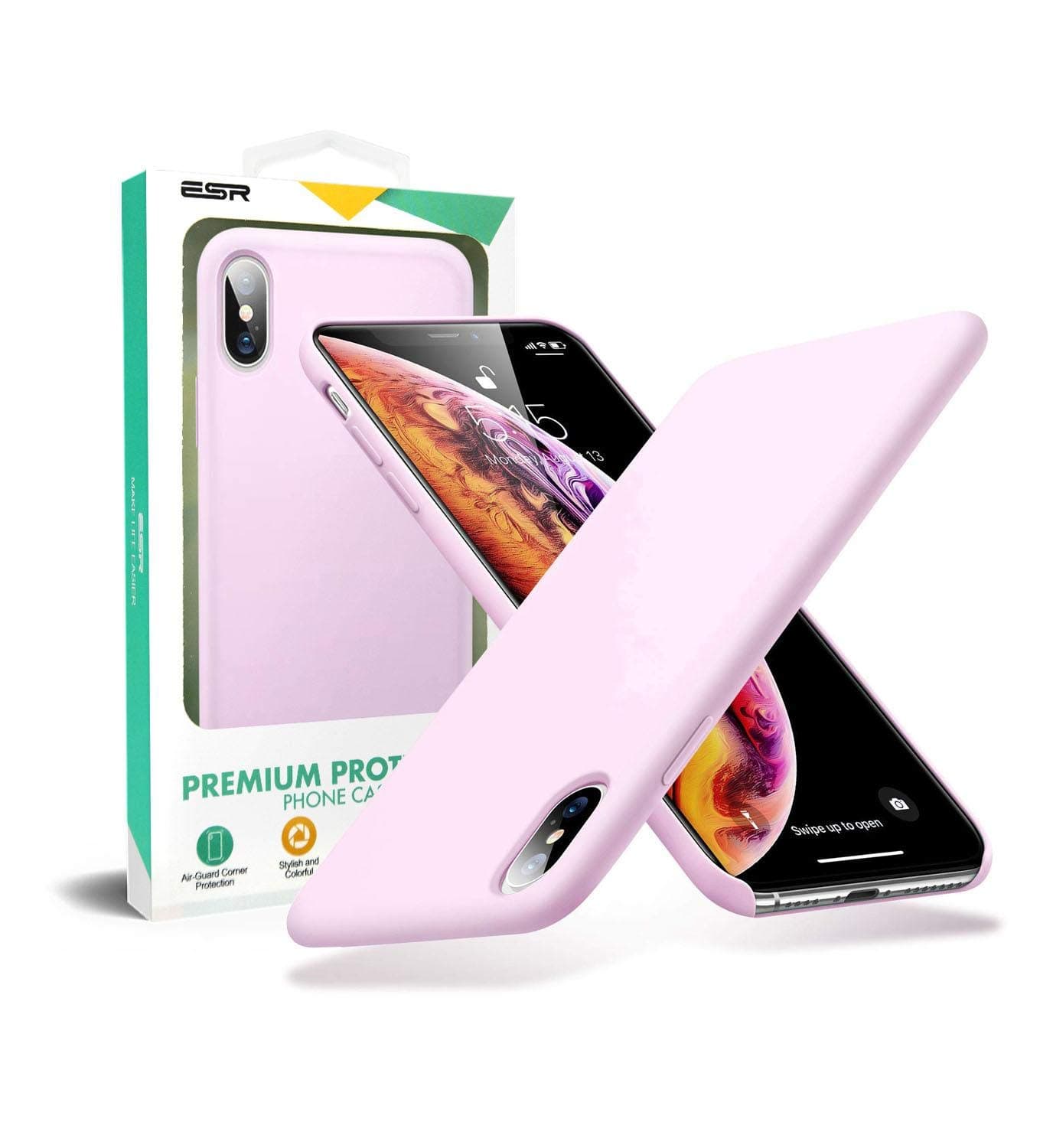 Apple iPhone XS ESR ESR Yippee Color Soft Silicone Gel Rubber Soft Microfiber Cloth Lining Cushion Case Cover - Pastle Pink