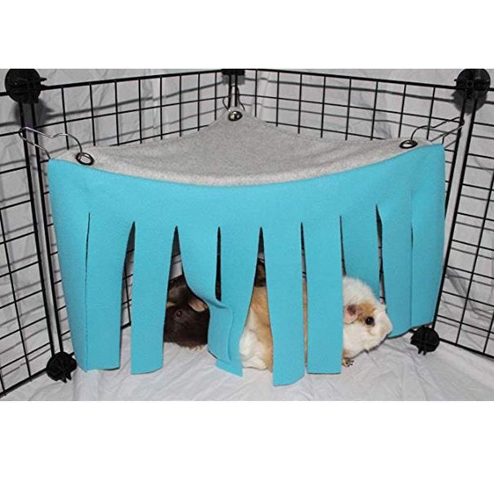 EtophighPet tent, Guinea Pig Hideout, Corner Cloth Tassels Curtain Hideaway For Small Animal (Blue)