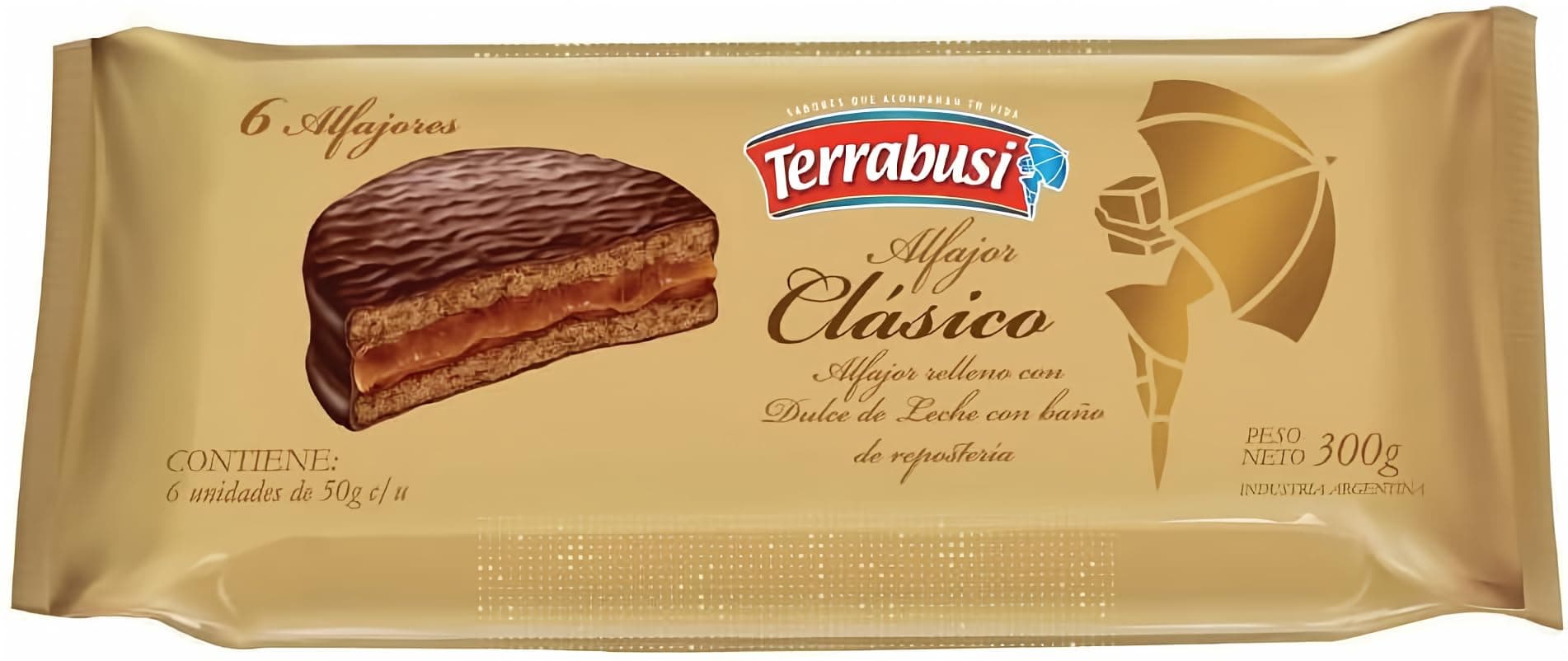 Alfajores Terrabusi (Chocolate Relleno con Dulce de Leche, 300 gr.)