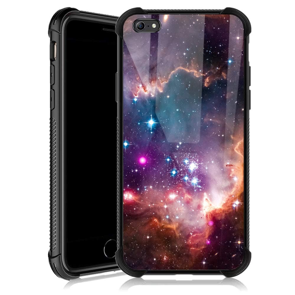 Compatible with iPhone 6s Plus Case,Non-Slip Soft TPU Bumper Four Corner Reinforced Shockproof Protective Case Compatible with iPhone 6s Plus 5.5 inch for Women-Colorful Galaxy Nebula