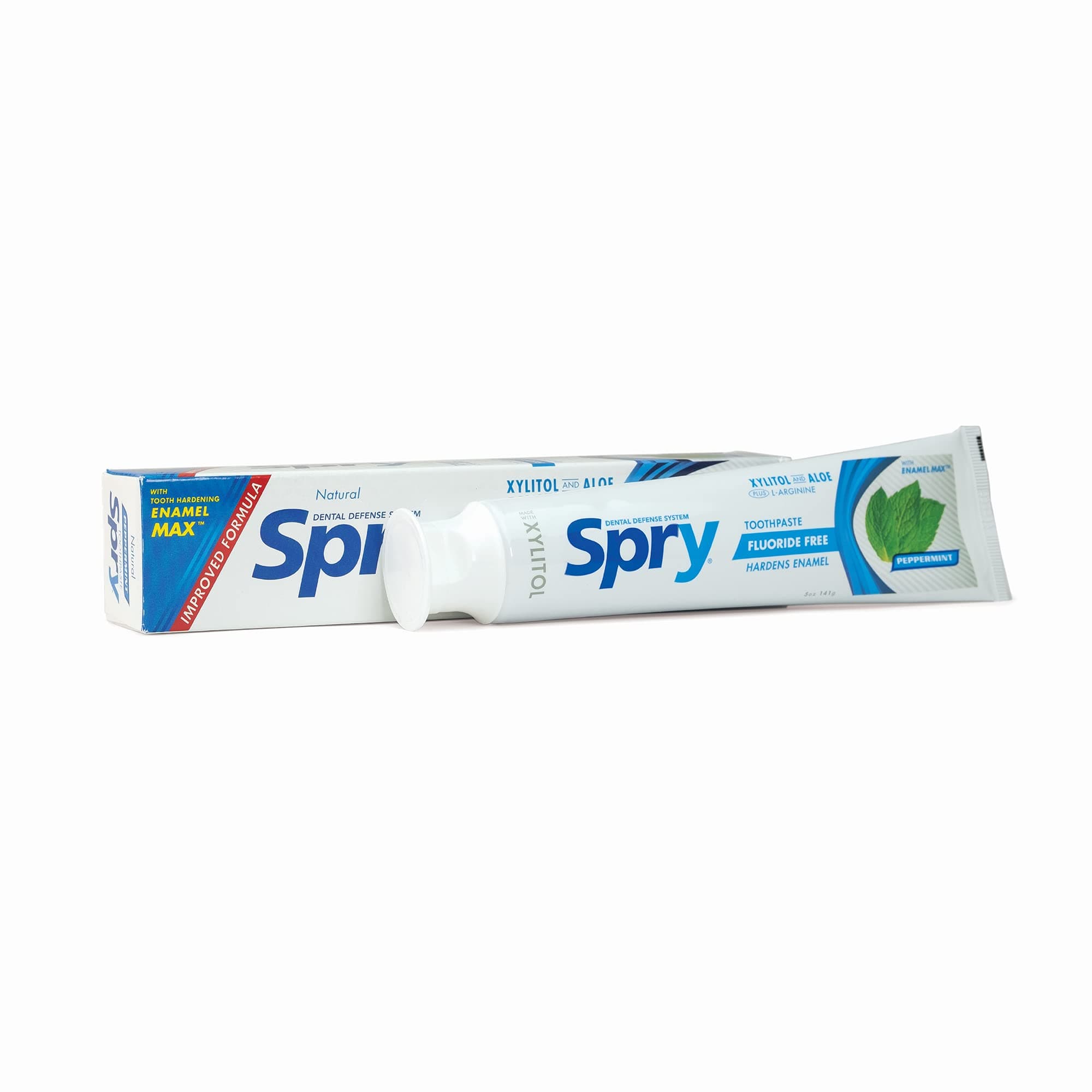 Spry Natural Xylitol Toothpaste 5oz for Adults and Kids - Fluoride Free, Gentle for Sensitive Teeth Whitening and Remineralizing, Breath Freshening, Mouth Moisturizing, Peppermint (Pack of 1)