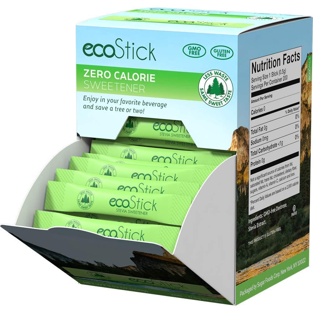 ecoStick Zero Calorie Sweetener Packets | Green Stevia | 200 Count | Gluten Free
