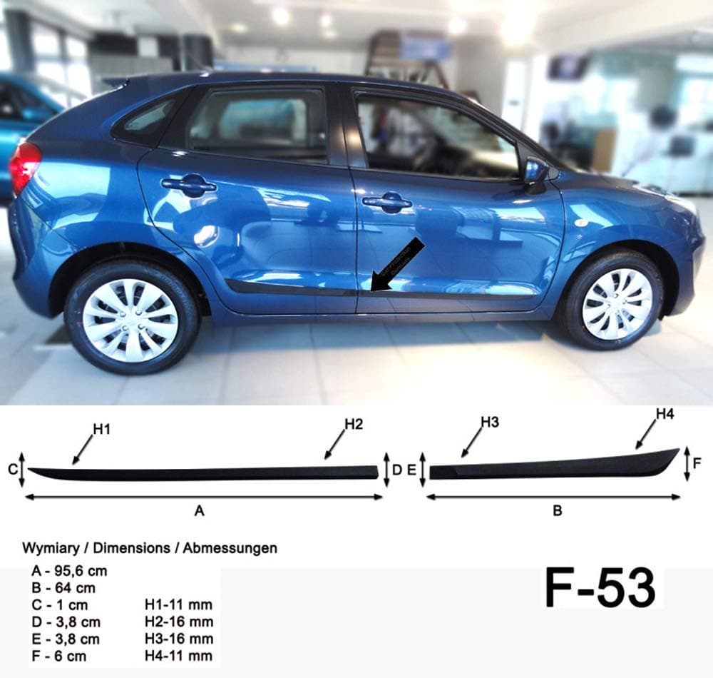 Spangenberg Side Protection Strips Black Suitable for Suzuki Baleno II Hatchback from 09.2015 - F53 (3700053)