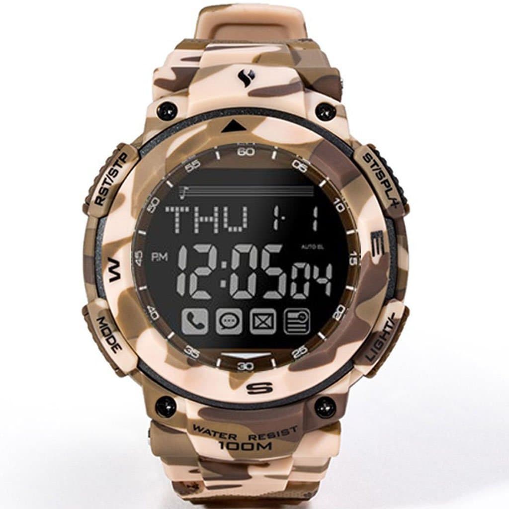 Sport Watch Digital Military Watches 100M Waterproof Wristwatch Bluetooth 4.0 Smart Watch for iPhon iOS 6.0 and Android Version 4.3 Above System Mobile Phone APP