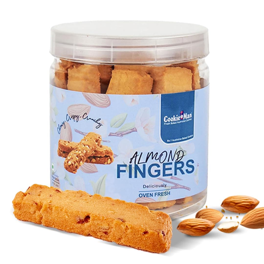 CookieMan Almond Fingers – 250g | Crunchy & Buttery Almond Biscuit Sticks, Baked to Perfection | Delicious Tea-Time Snack, Ideal for Gifting & Anytime Indulgence
