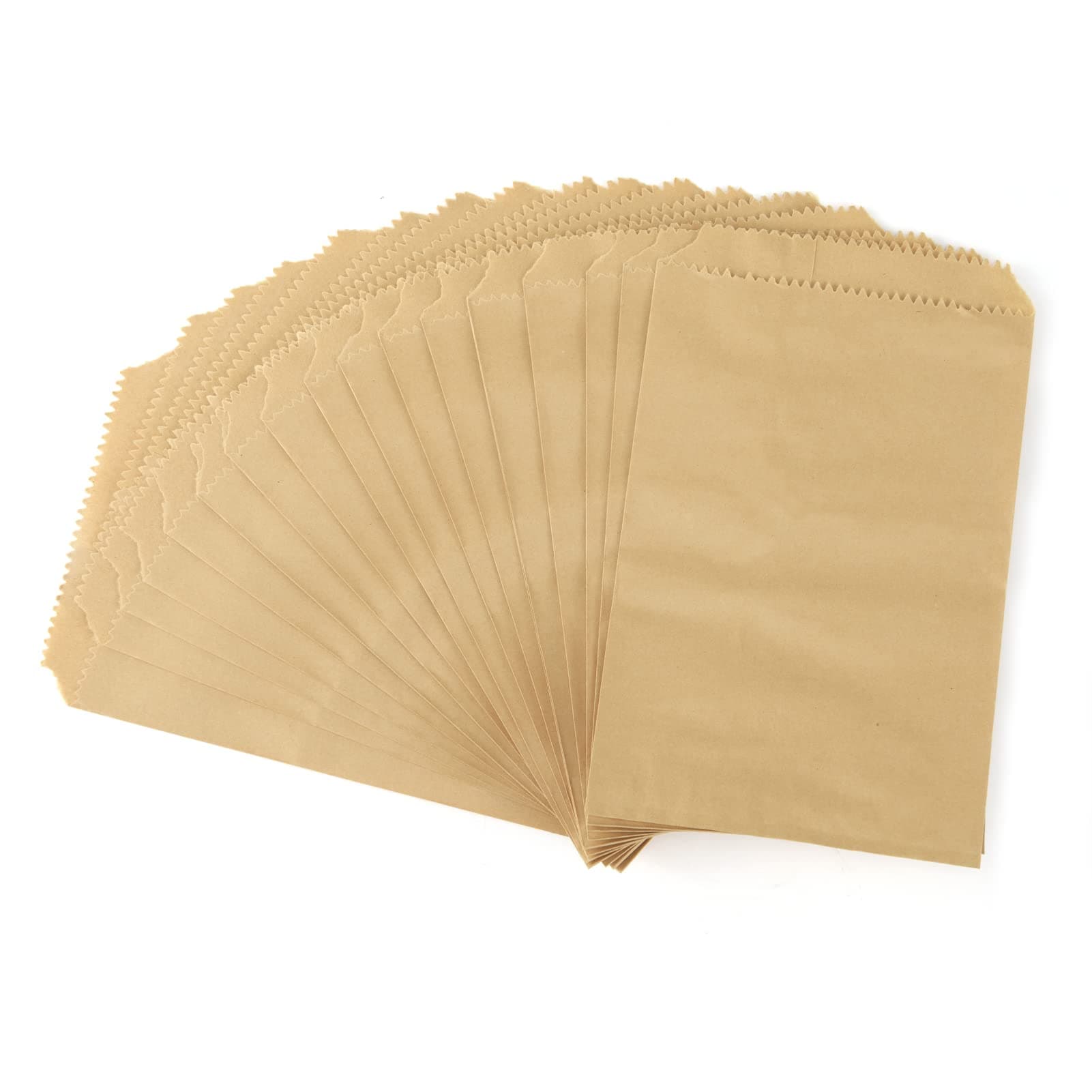FOCCIUP 100 Pack Brown Kraft Paper Bags 5x7 Inches Flat Envelopes Merchandise Bags for Party Favor Treat Bags