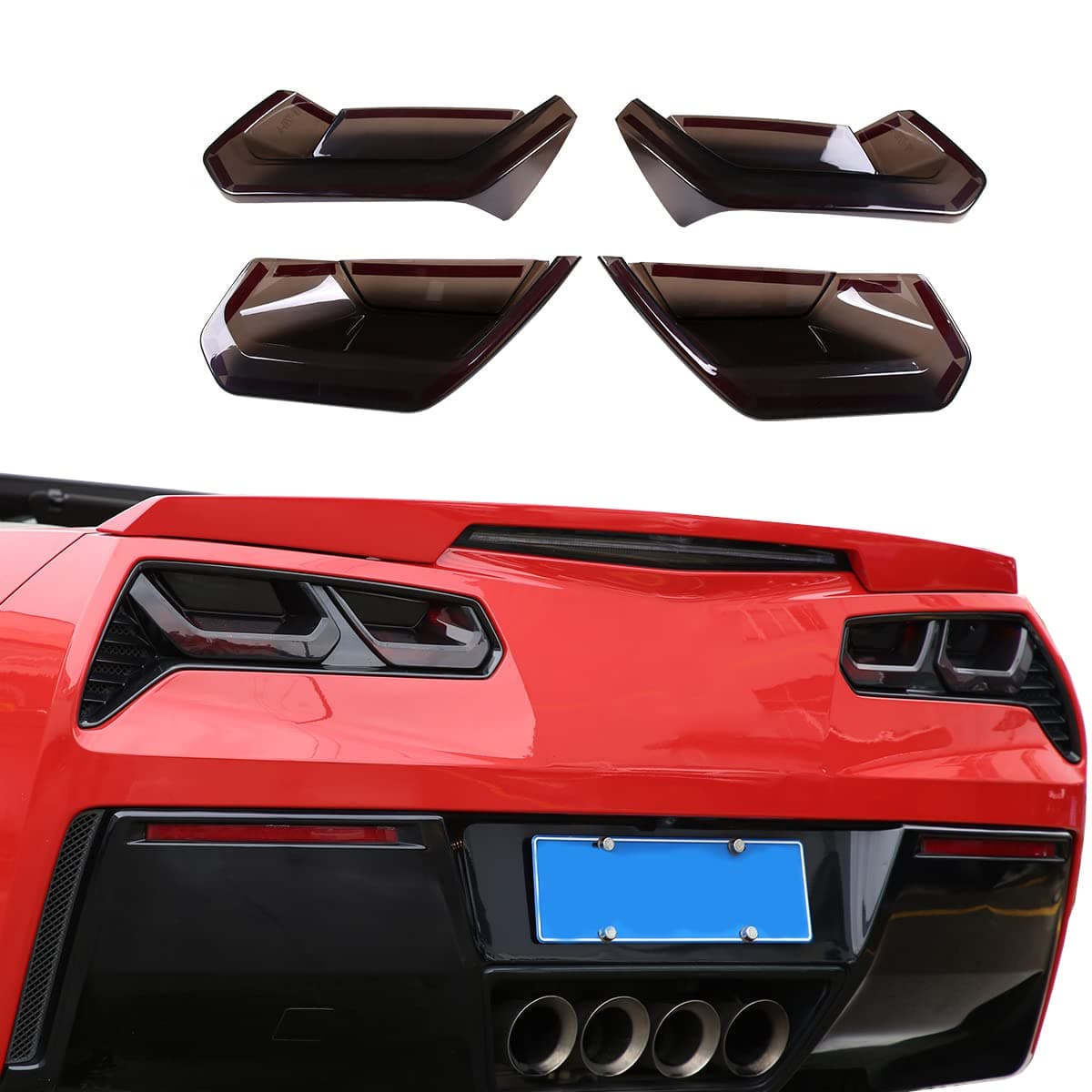 ABS Black Rear Tail Light Lens Taillight Kit Fit For Chevrolet Corvette C7 2014-2019 Car Exterior Taillight Protection Cover Accessories