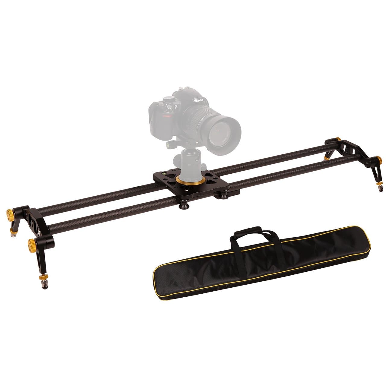 GSKAIWEN 32''/80cm Video Slider Stabilizer Linear Stabilization Carbon Fiber Rail System for Photography and Video