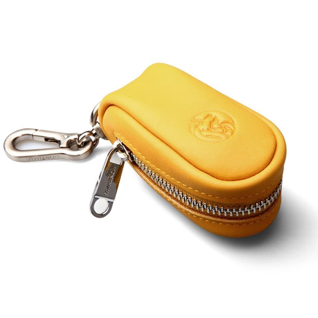 Unisex Leather Zipper Hasp Cute Car Key Wallets Purse Key Holder,Yellow