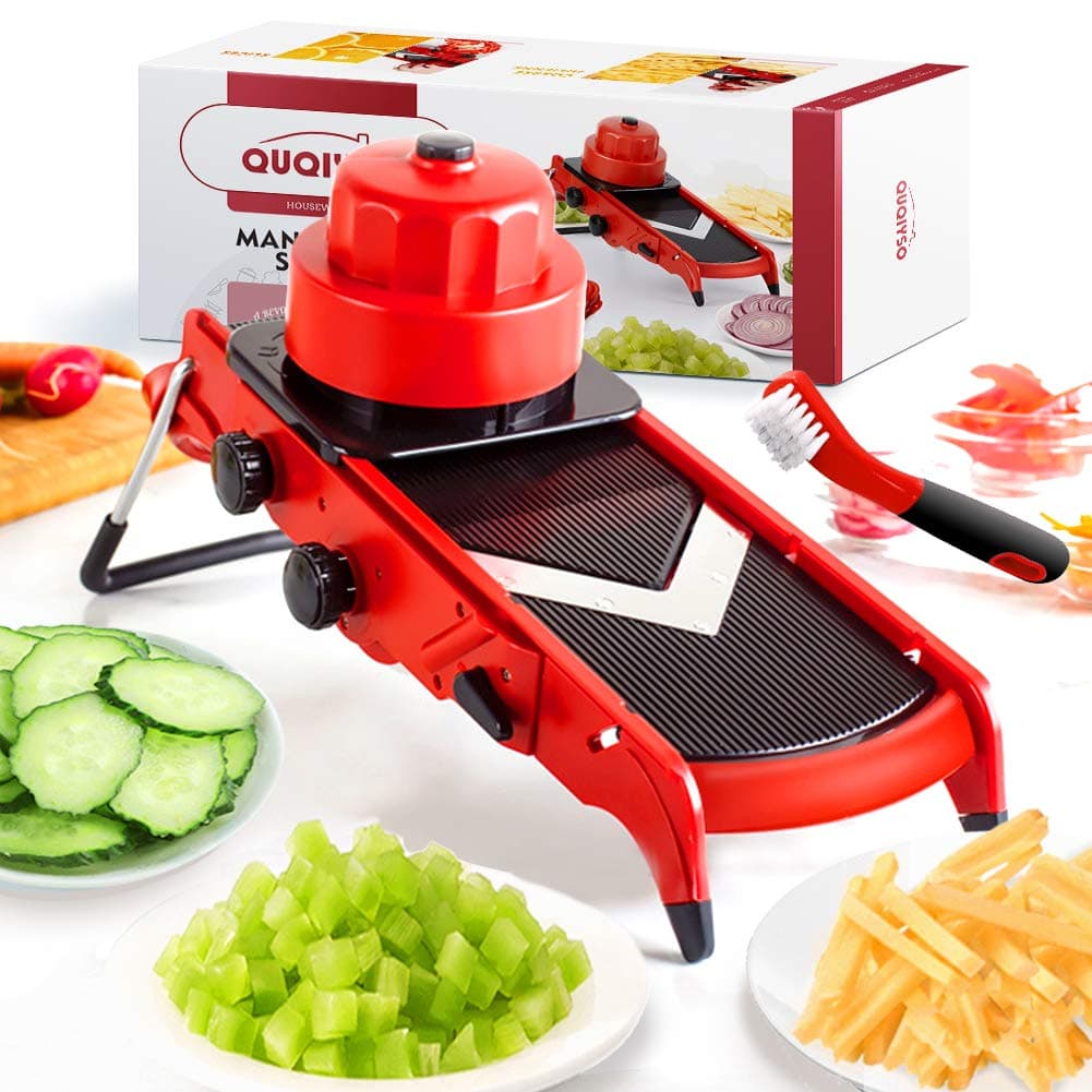 Adjustable Mandoline Slicer, Vegetable Slicer Veggie Food Slicer, V Mandolin Slicer Mandoline Cutter, Kitchen Food Processor Gadgets for Potato Onion French Fry Potato