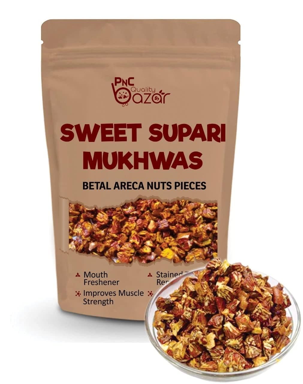 PNC Quality bazar Supari Sweet Mukhwas 100Gm | Mouth Freshener (Sweet | Hard | Betal Areca Nuts Pieces) (100G)