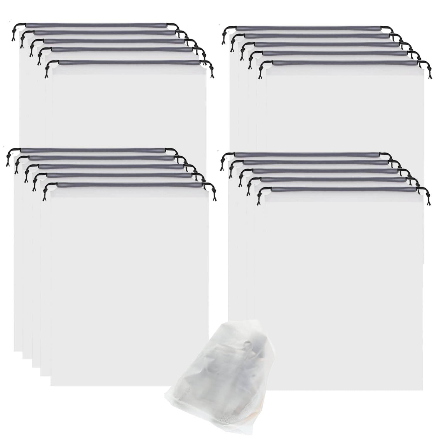 20Pack Shoe Bags for Travel,30 * 40CM Clear Drawstring Travel Shoe Bags for Packing, Waterproof Dustproof Portable Travel Shoe Storage Bag with Rope for Men and Women