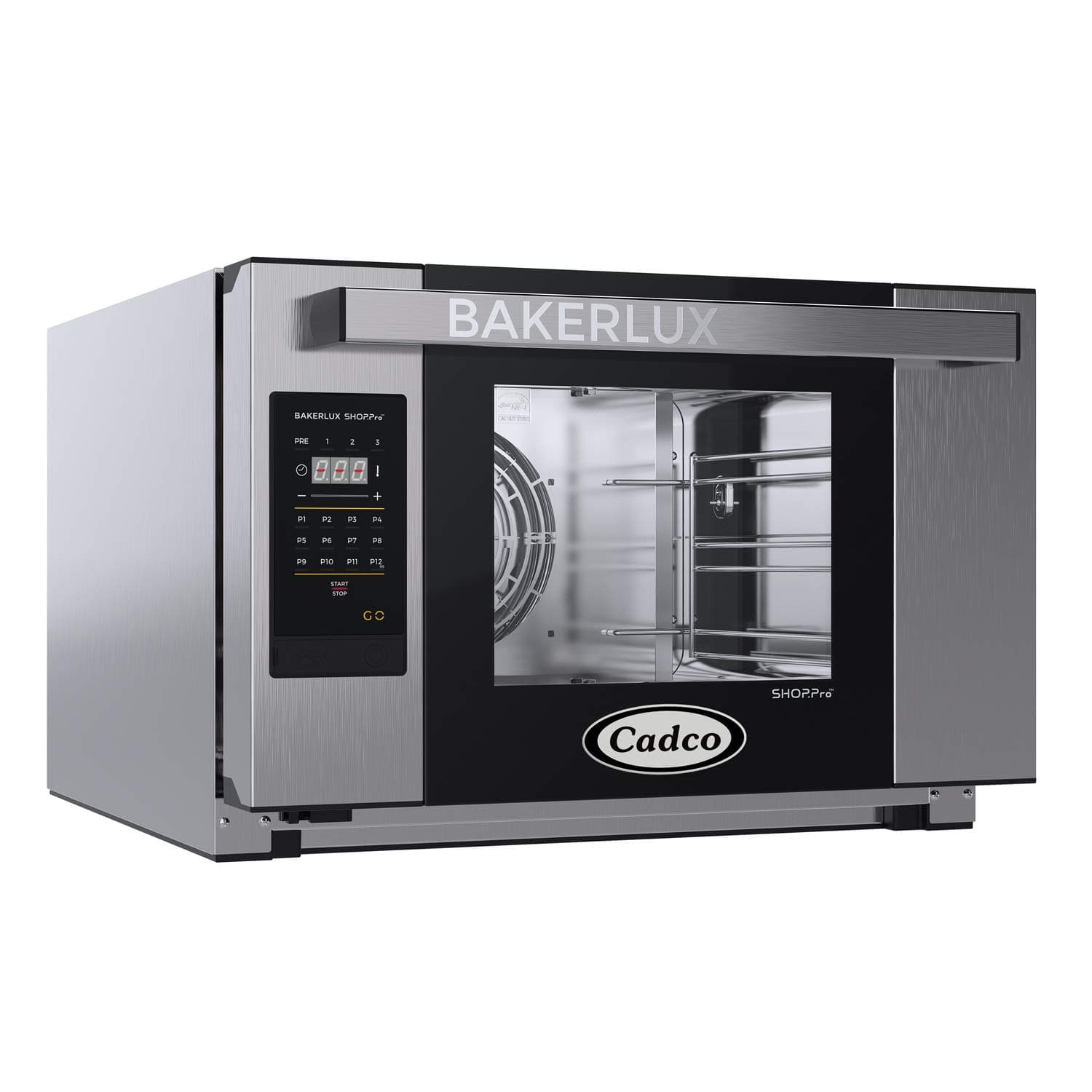 Cadco XAFT-03HS-GD Bakerlux GO Panel Heavy-Duty Countertop Convection Oven with Digital Controls, Stainless Steel/Black, NSF, 120v, Stainless Black, For Commercial Use, 130 lbs.