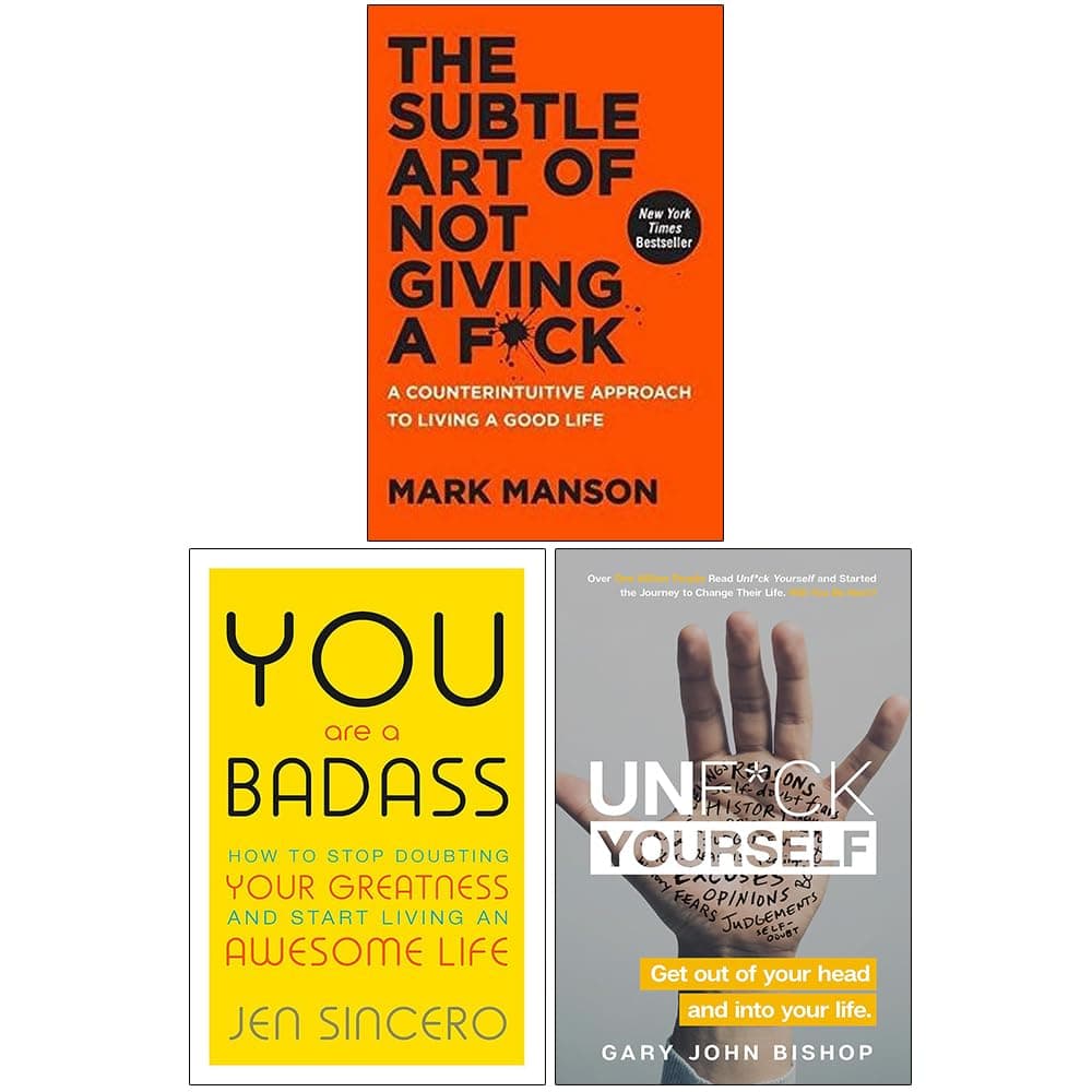 Subtle art of not giving a fck [hardcover], you are a badass, unfck yourself 3 books collection set