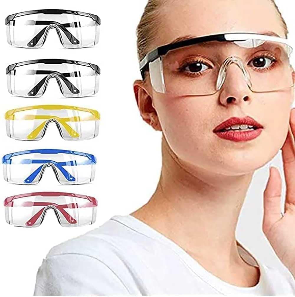 5 PACK Safety Glasses Safety Goggles for Men Women Clear Z87 Anti-fog Wide Vision Safety Glasses Over 5.3'' Eyeglasses, UV 400 Blocking Protection Eyewear Adjustable Temples Eye Shied for Nurse