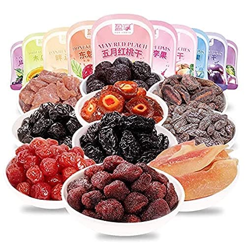 Plum meat 话梅 Mixed Fruit Dried Plums Preserved Prunes, Preserved Fruit, Dried fruit, Fruit Mix, Dried Fruit Pack, Plum, Candied fruit, 梅子, Non GMO, Gluten Free,Kosher Certified, Vegan, 14 flavors, 620g Plum meat gift pack