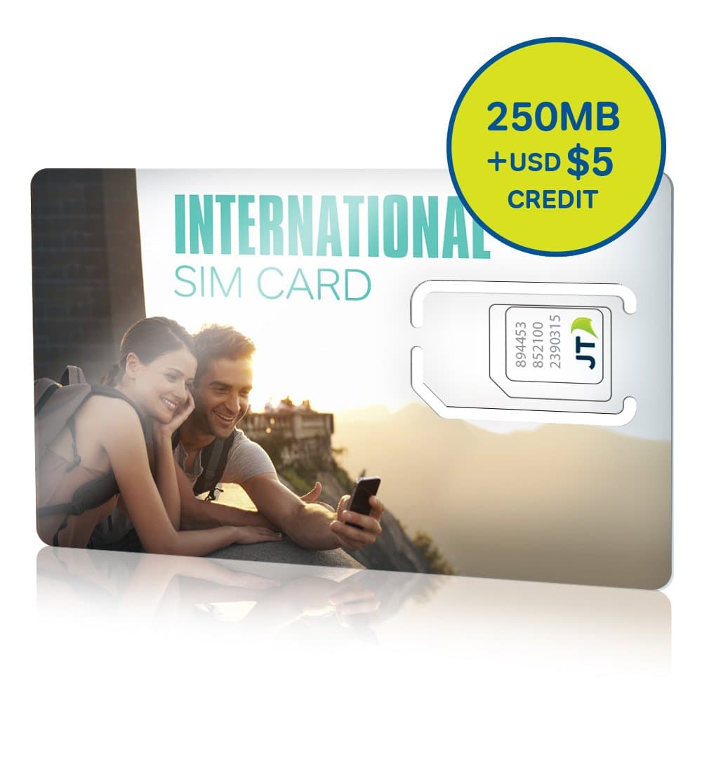 ekit International SIM Card for travelers with 250MB and $5 credit (Light)