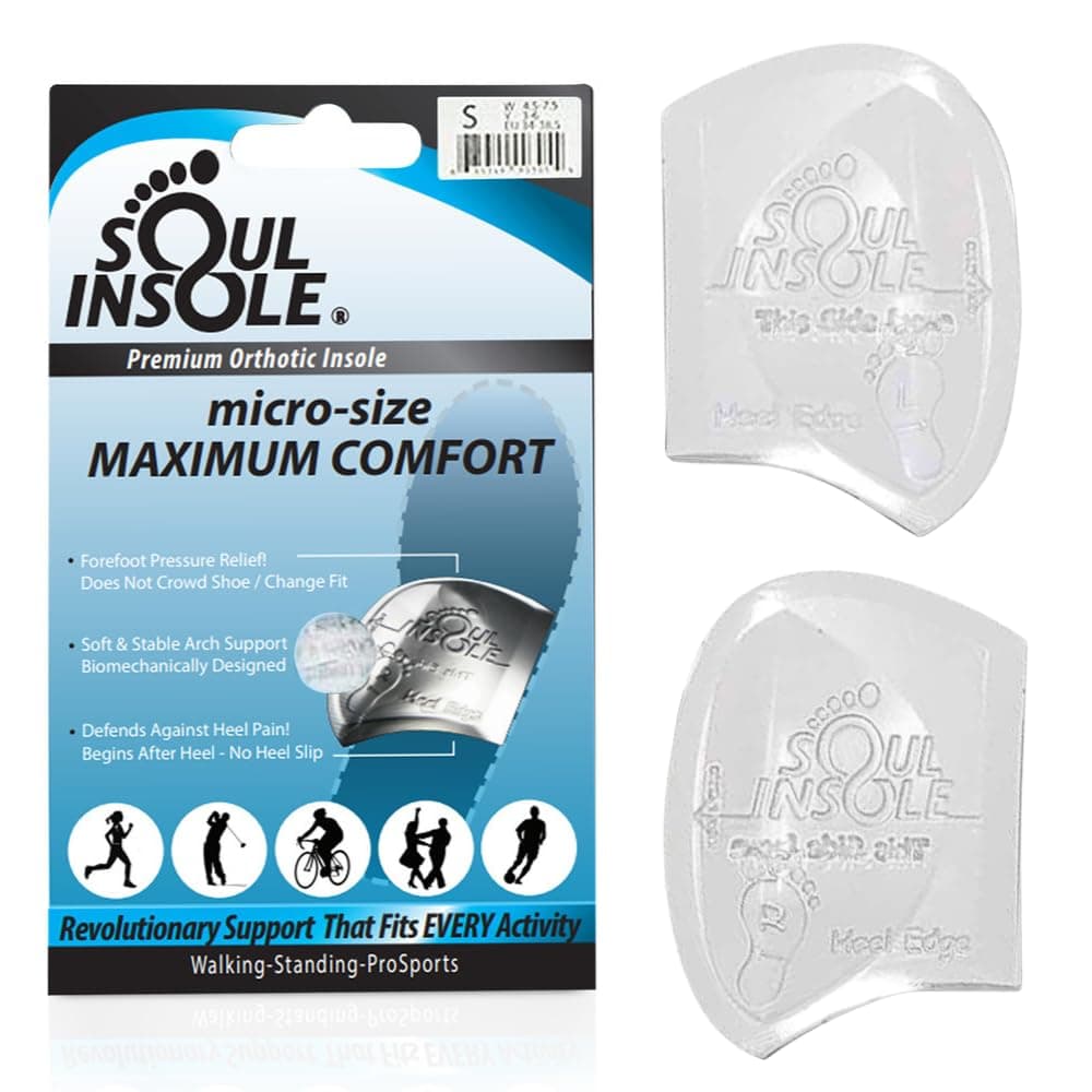 Shoe Bubble Orthotic Insole – Memory Gel Insoles for Plantar Fasciitis, Pronation, Heel Pain, Arch Supports, Midfoot Support (Transparent (Thicker Support), Small)