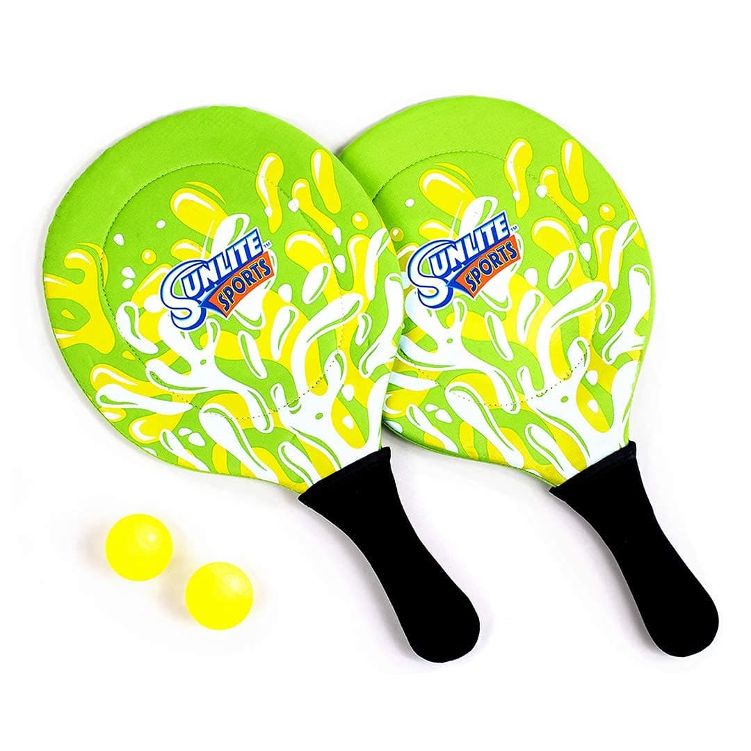 Beach Paddle Game Set, 2 Paddles and 2 Balls, Perfect for Backyard Fun or Outdoor or Beach or Lawn, Green