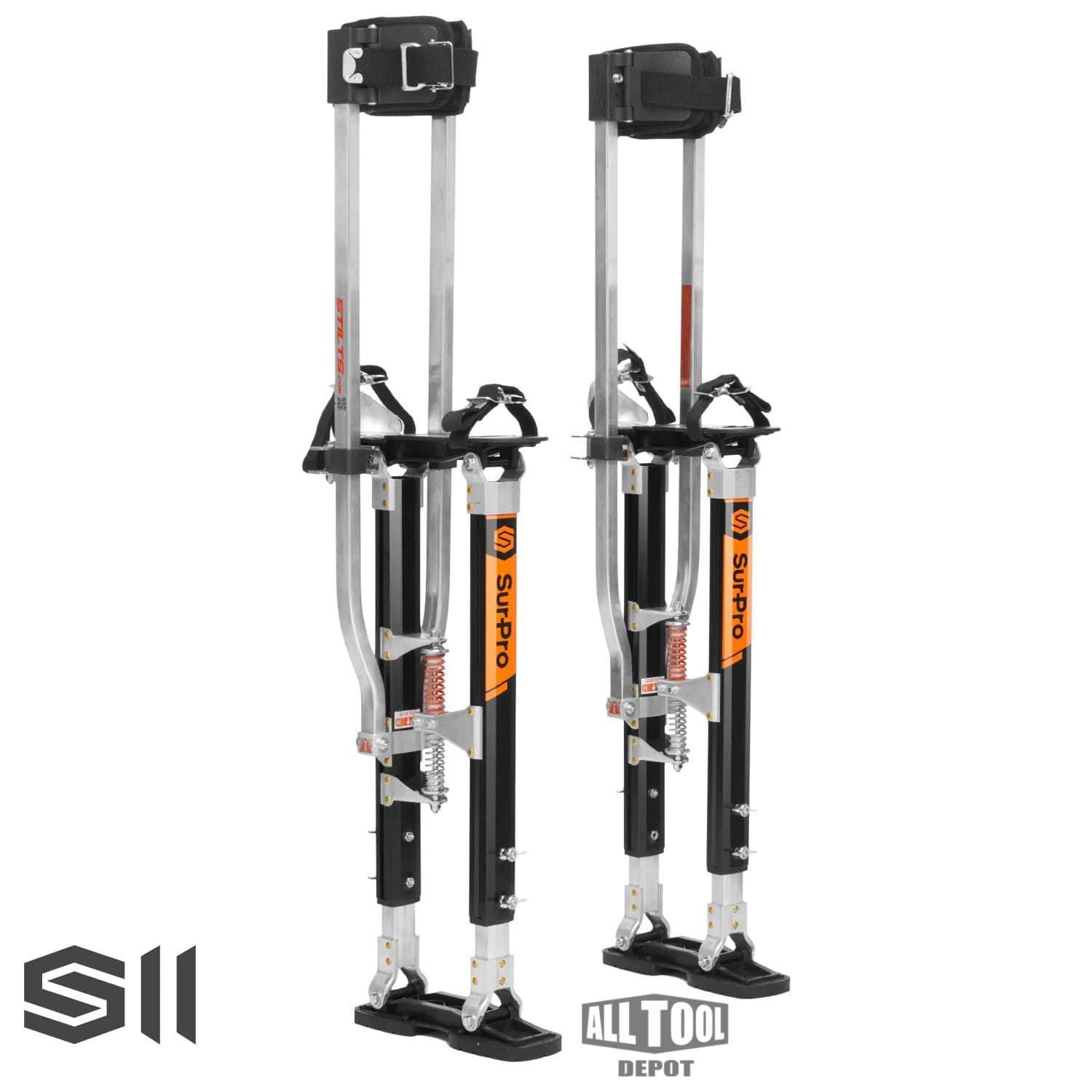 SurPro SP2 Quad Lock Dual Legs Support Magnesium Drywall Stilts 24-40 in. (SUR-SP2-2440MP) Newest Model