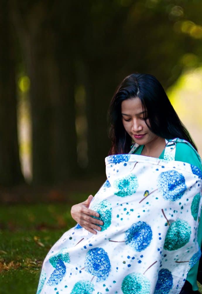 Baby Nursing Cover for Breastfeeding Babies with Privacy Neckline. 100% Breathable Breastfeeding Cover Cotton. (Alee)
