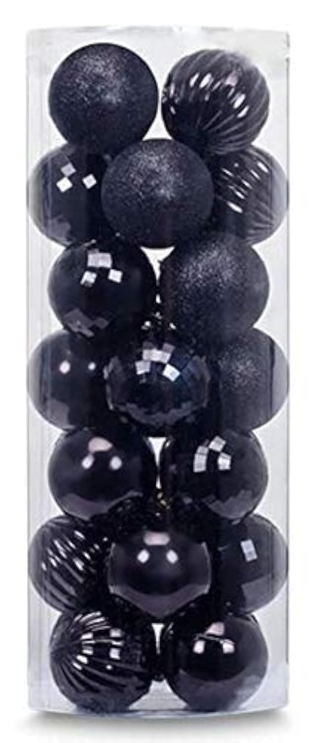 Small Size 28ct shatterproof Christmas Ball Ornaments in 4 Classic finishes for Christmas Tree Decoration (Black, 1.57“ Mini Size)