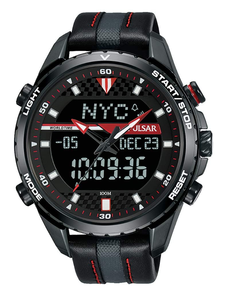 Pulsar Men's Analogue Digital Quartz Watch with Leather Strap PZ4035X1, Strap