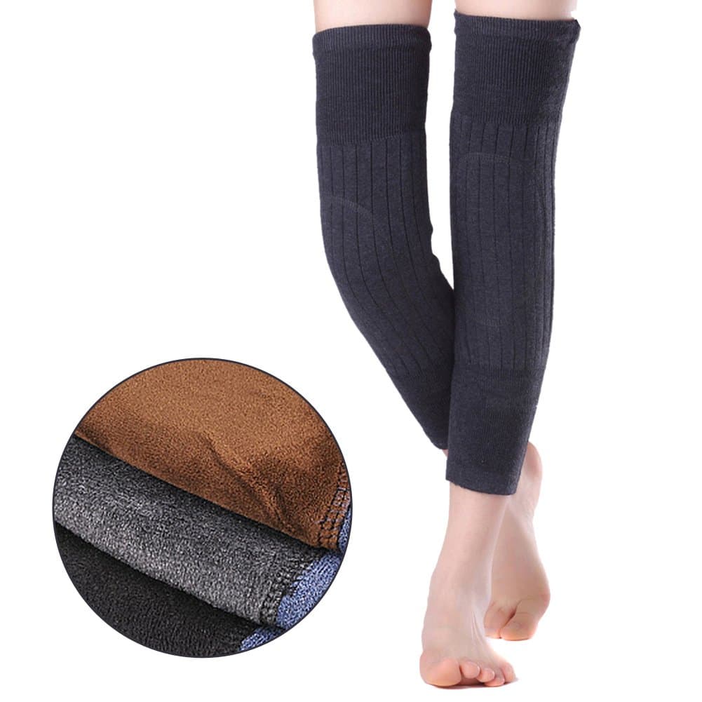 Butterme Unisex Thicken Lengthen Breathable Elastic Cashmere Wool Knee Warmers Knees Brace Support Kneecap Protector Keep Warm In Cold Weather (Dark Grey)